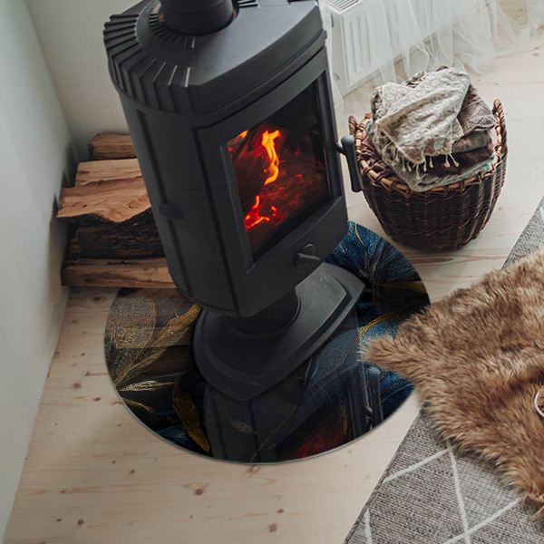 Szyba pod kominek Eleganckie liście w fakturze