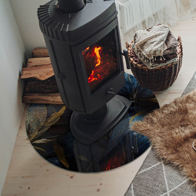 Szyba pod kominek Eleganckie liście w fakturze