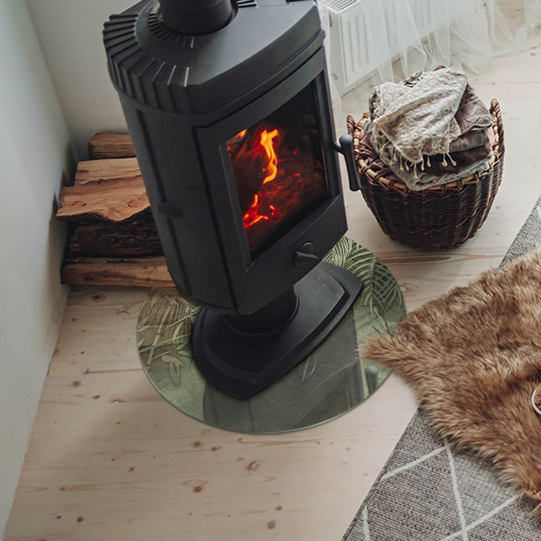 Szyba pod kominek Liście tropikalne w tle