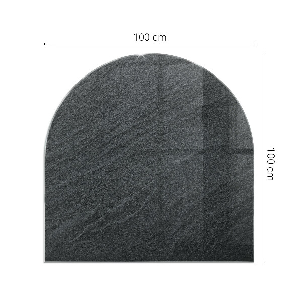 Szyba hartowana pod kominek półowalna Wzór kamienia naturalnego