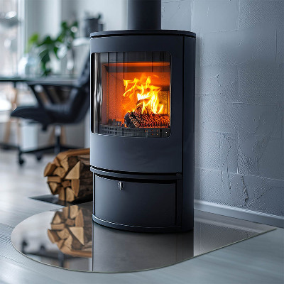 Szyba pod kominek półowalna Betonowa struktura z efektem