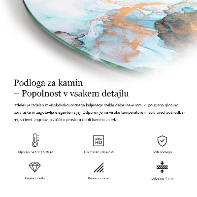 Szyba pod kominek półowalna Betonowa struktura z efektem