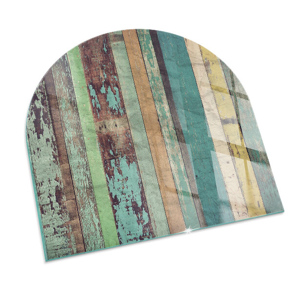 Szyba pod kominek półowalna Kolory desek w różnych tonach