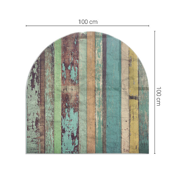 Szyba pod kominek półowalna Kolory desek w różnych tonach