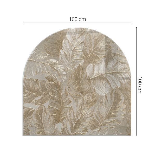 Szyba pod kominek półowalna Wzory delikatnych liści