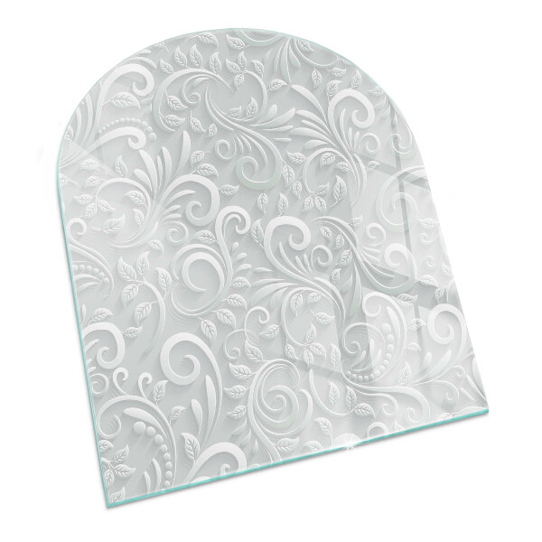 Szyba pod kominek półowalna Stylowy motyw roślinny