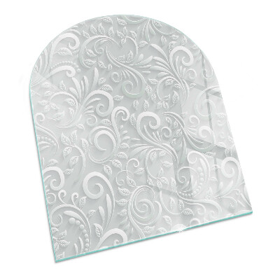 Szyba pod kominek półowalna Stylowy motyw roślinny