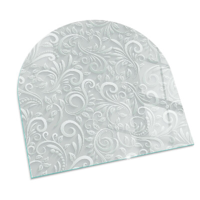 Szyba pod kominek półowalna Stylowy motyw roślinny