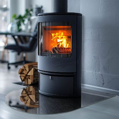 Szyba hartowana pod kominek półowalna Wzór kamiennej struktury