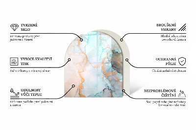Szyba pod kominek półowalna Geometryczna abstrakcja w kształtach