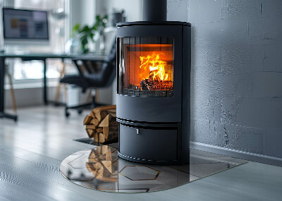 Szyba pod kominek półowalna Wzór trójwymiarowych kształtów