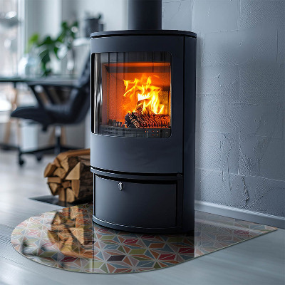 Szyba pod kominek półowalna Wzory wielokątne w sieci