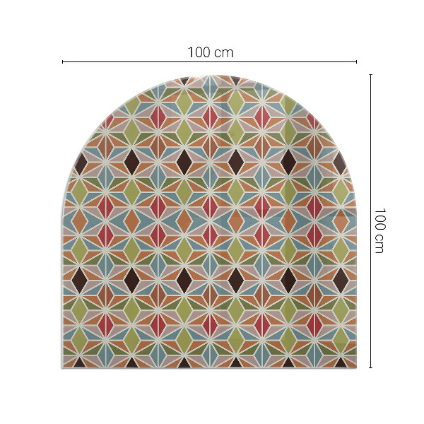 Szyba pod kominek półowalna Wzory wielokątne w sieci