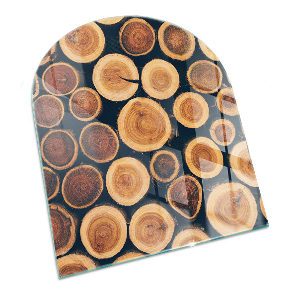 Szyba hartowana pod kominek półowalna Skrzynka z obramowaniem z drewna