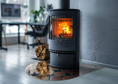 Szyba hartowana pod kominek półowalna Skrzynka z obramowaniem z drewna