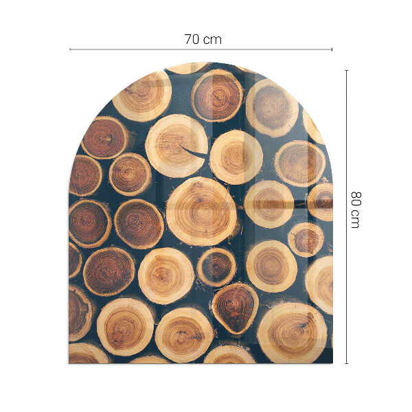 Szyba hartowana pod kominek półowalna Skrzynka z obramowaniem z drewna