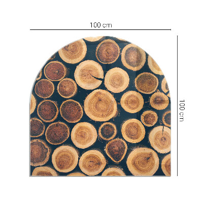 Szyba hartowana pod kominek półowalna Skrzynka z obramowaniem z drewna