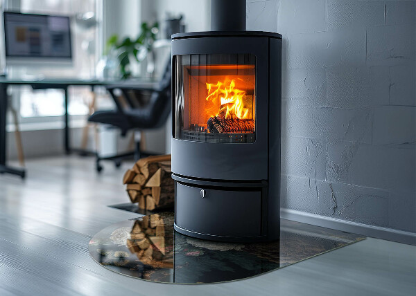 Szyba pod kominek półowalna Kwiatowy motyw z motylami