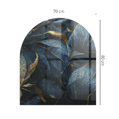 Szyba pod kominek półowalna Stylowe liście w strukturze