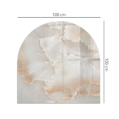 Szyba hartowana pod kominek półowalna Kamienny motyw organiczny