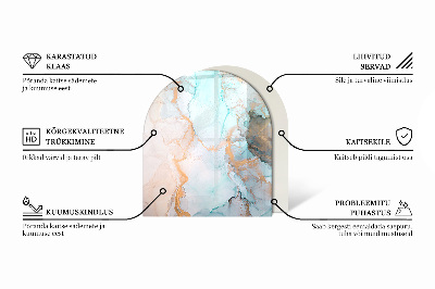 Szyba pod kominek półowalna Abstrakcyjny motyw marmurowy