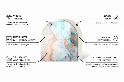 Szyba pod kominek półowalna Abstrakcyjny motyw marmurowy