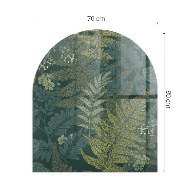 Szyba hartowana pod kominek półowalna Roślinne wzory z motylami