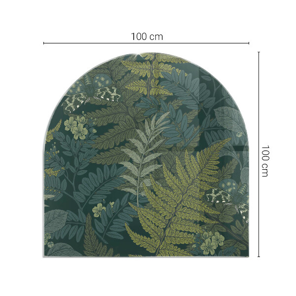 Szyba hartowana pod kominek półowalna Roślinne wzory z motylami