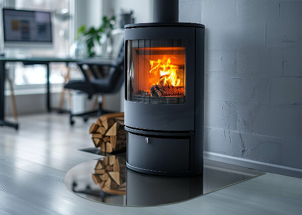 Szyba pod kominek półowalna Kolor Szaro-brązowy