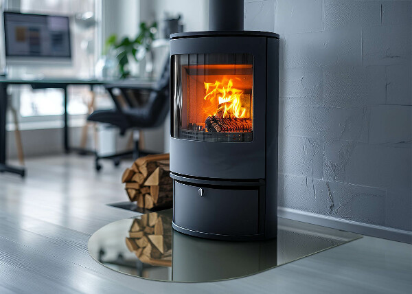 Szyba pod kominek półowalna Kolor Oliwkowy