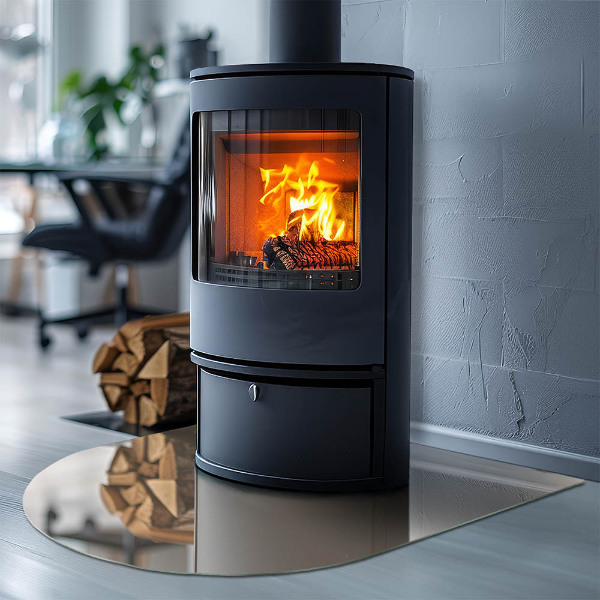 Szyba hartowana pod kominek półowalna Kolor Beżowy