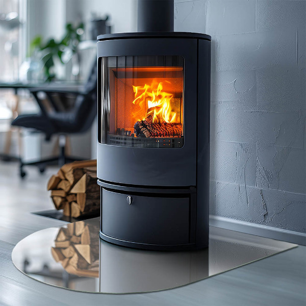 Szyba hartowana pod kominek półowalna Kolor Ivory