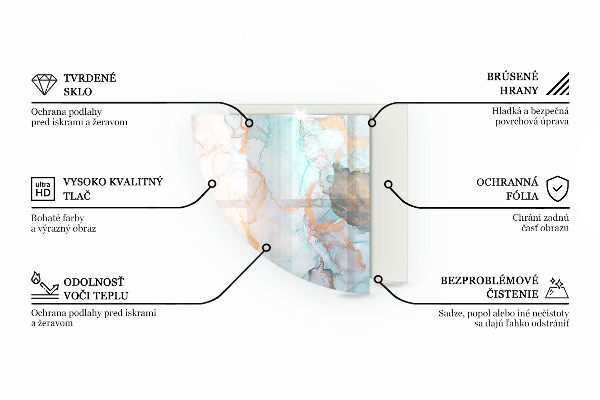 Podstawka pod kominek ćwiartka Stylowy motyw marmurowy
