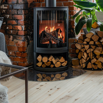 Szkło przed kominek ćwiartka Wzór kamienistej struktury