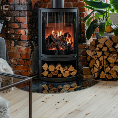 Podstawka pod kominek ćwiartka Stylowe liście w strukturze