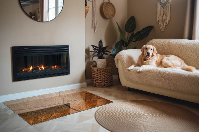 Szyba hartowana pod kominek Wzór przekroju drewna z wyraźnymi słojami