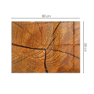 Szyba hartowana pod kominek Wzór przekroju drewna z wyraźnymi słojami