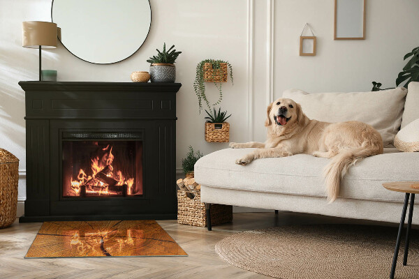 Szyba hartowana pod kominek Wzór przekroju drewna z wyraźnymi słojami