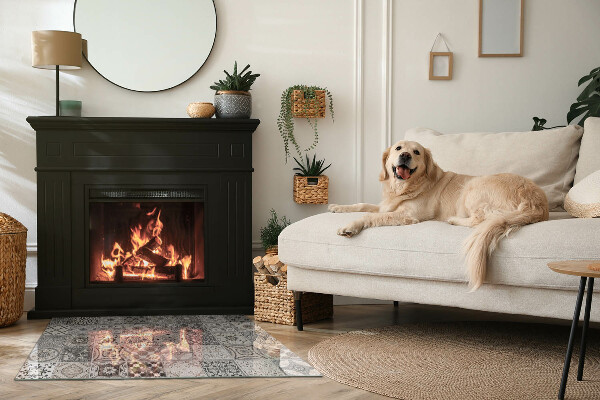 Szyba hartowana pod kominek Stylowe wzory kafli