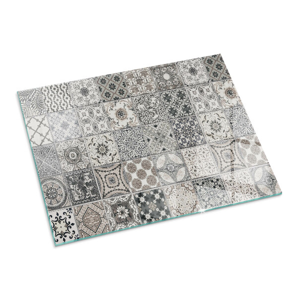 Szyba hartowana pod kominek Stylowe wzory kafli