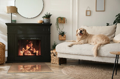 Szyba hartowana pod kominek Drewno w naturalnym stylu