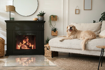 Szyba hartowana pod kominek Motyw kamienny w stylu organicznym