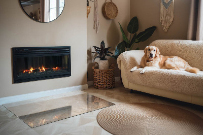 Szyba hartowana pod kominek Motyw kamienny w stylu organicznym