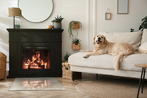 Szyba hartowana pod kominek Motyw kamienny w stylu organicznym