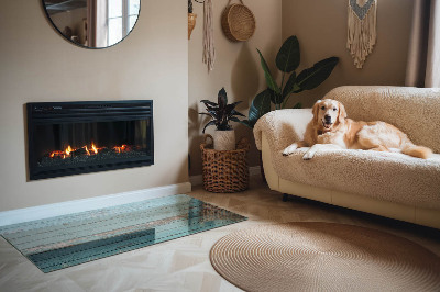 Szyba hartowana pod kominek Rustykalna estetyka desek na produkcie