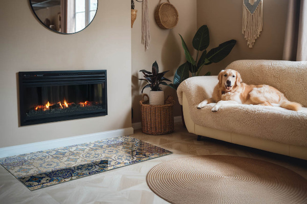 Podkładka pod kominek Stylowy wzór mozaiki z kwiatami