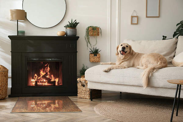 Szyba hartowana pod kominek Rdzawe akcenty na tle