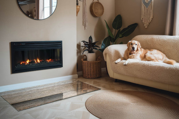 Szyba hartowana pod kominek Naturalny rysunek drewnianych desek