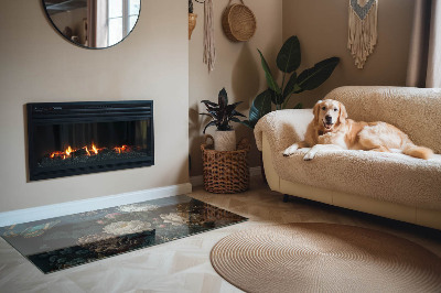 Szyba hartowana pod kominek Motyle na tle kwiatów