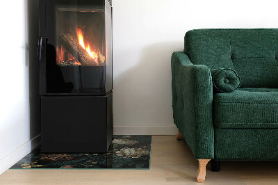 Szyba hartowana pod kominek Motyle na tle kwiatów